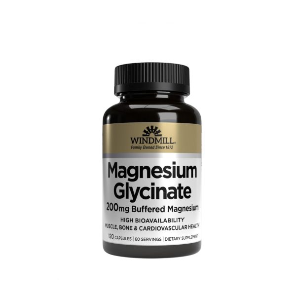 Windmill Natural Magnesium Glycinate 200mg Buffered Magnesium,High Bioavailability